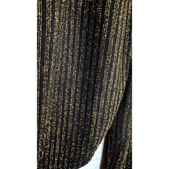 Dance and Marvel Women's Metallic Long Sleeve V Neck Tie Knot Wrap‎ Blouse - Picture 6 of 7